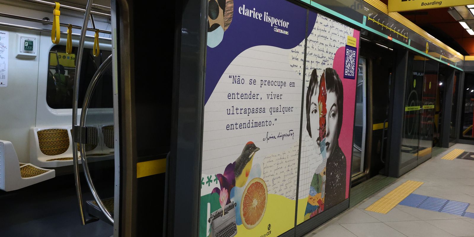 Exposição em São Paulo leva Clarice Lispector para escadarias do metrô