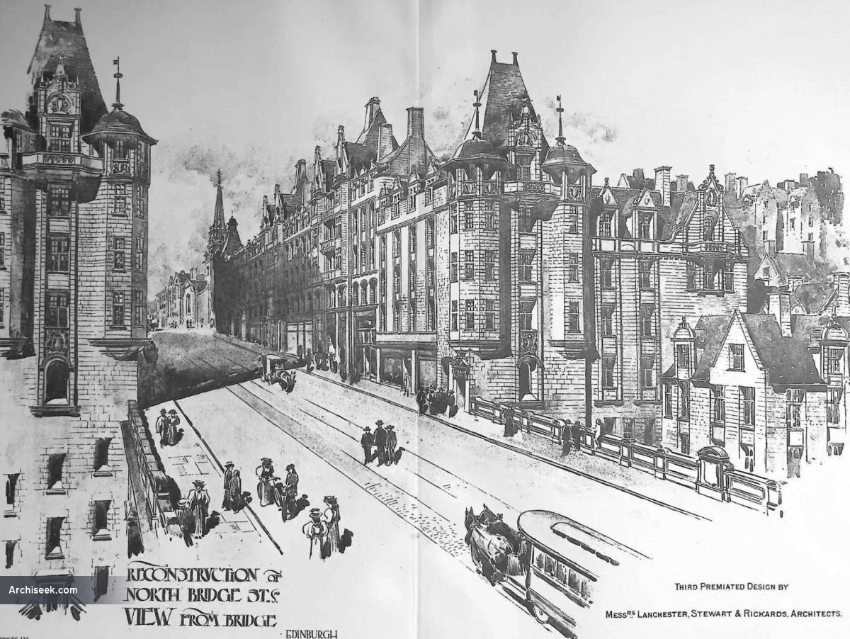 1896 – Terceiro Design Premiado, Reconstrução North Bridge Street, Edimburgo