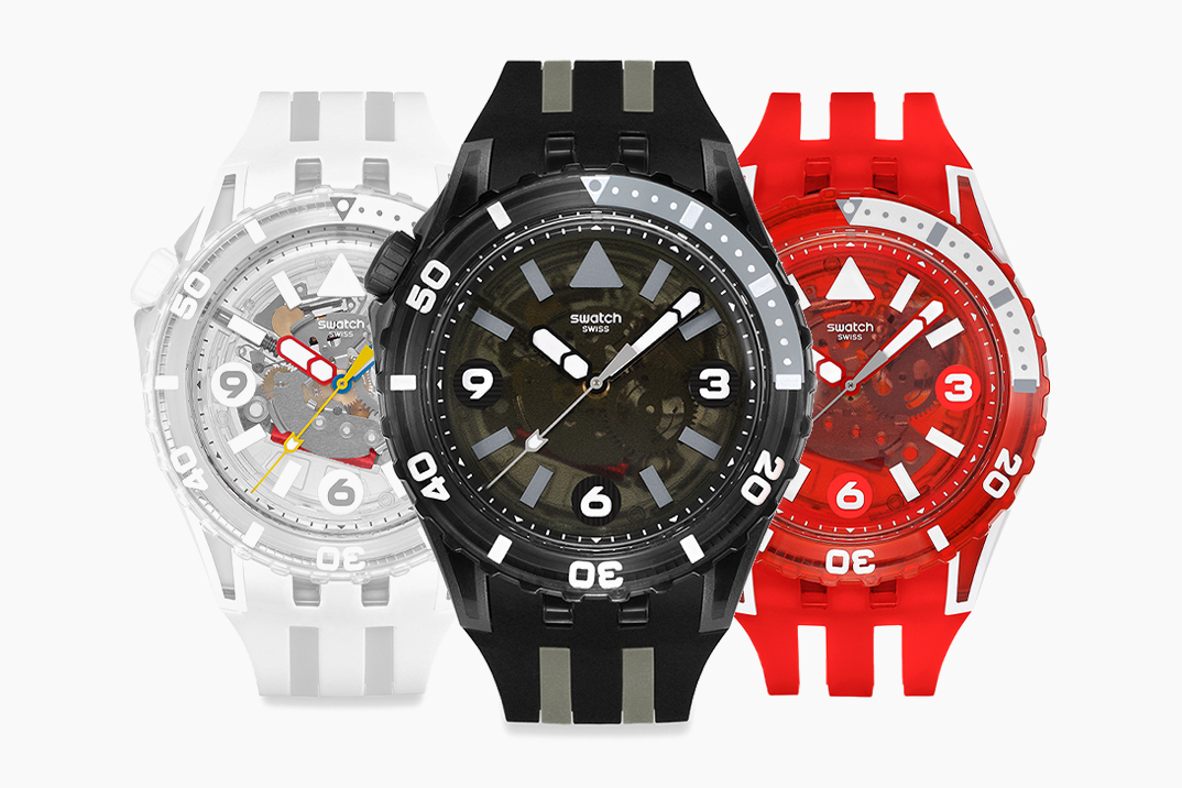 Swatch estreia sua coleção colorida e transparente de Scubaqua Dive Watch