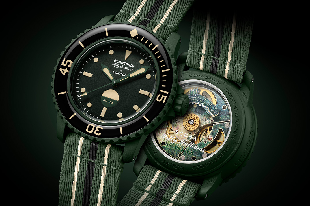 Swatch & Blancpain Torne seu mergulho mais elegante cinquenta fathoms com a variante verde do Abyss
