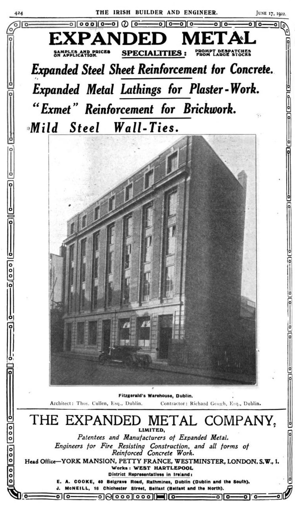 1920 – Fitzgerald’s Warehouse, Nos. 91-93 Abbey Street, Dublin – Arquitetura da cidade de Dublin