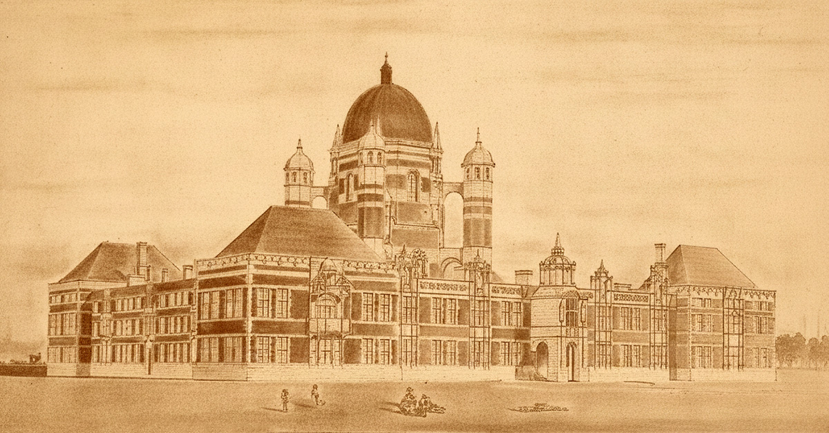 1896 – Design competitivo para a prefeitura de Belfast – Arquitetura de Belfast, Irlanda não construída