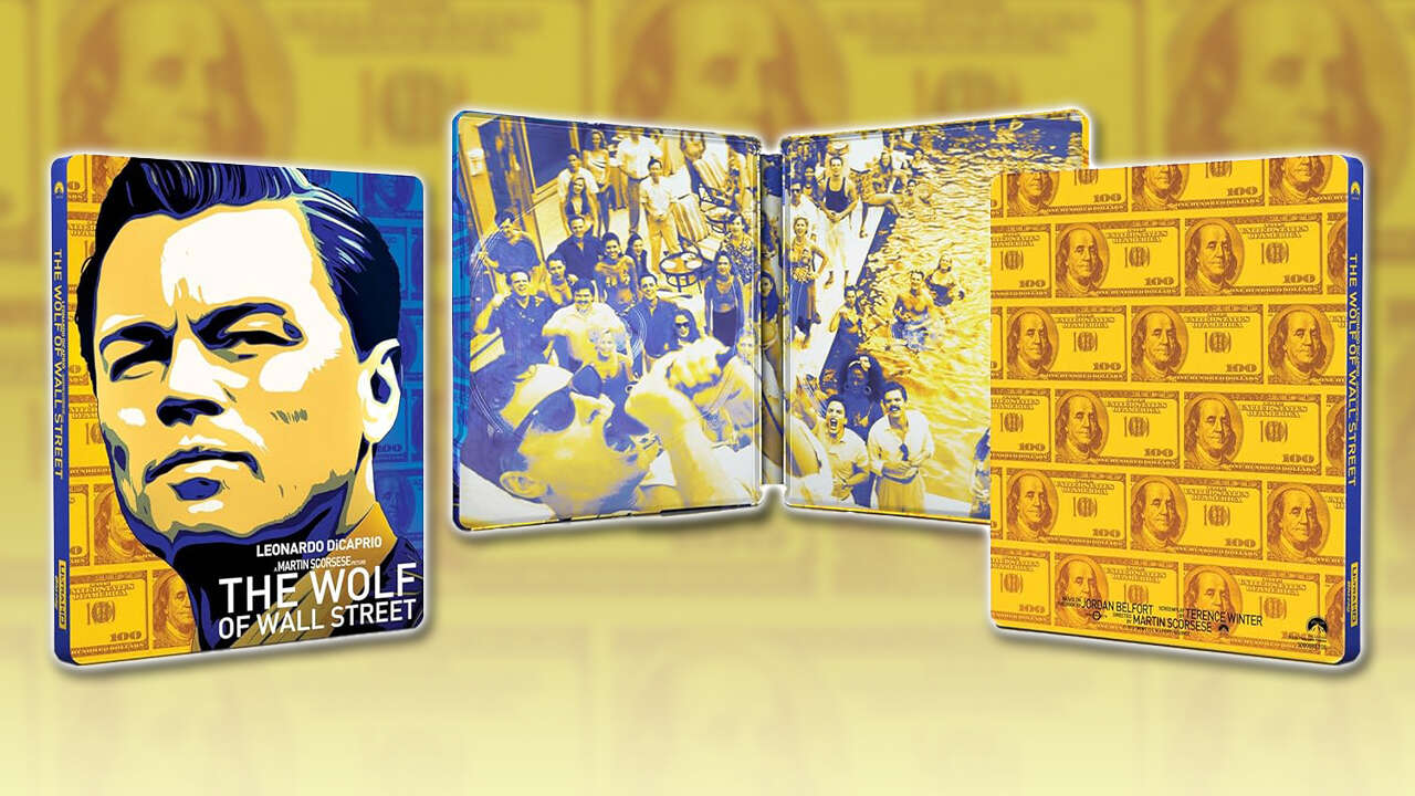 O Lobo de Wall Street recebendo um impressionante livro de aço dourado em Blu-Ray 4K