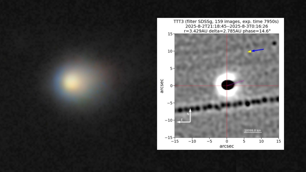 Cometa interestelar 3I/ATLAS lança um jato em direção ao Sol em nova imagem do telescópio
