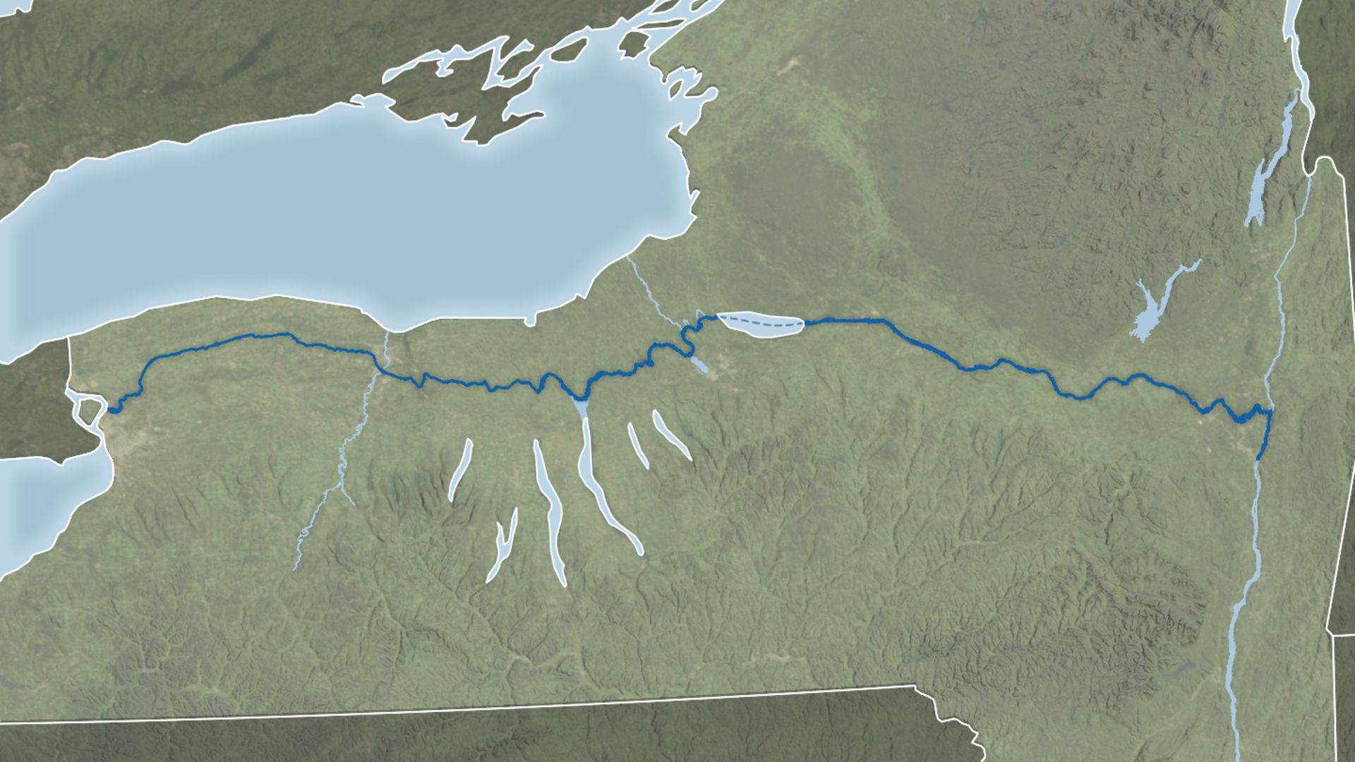 Erie Canal Visto do Espaço, agora tem 200 anos de foto do dia para 1 de outubro de 2025