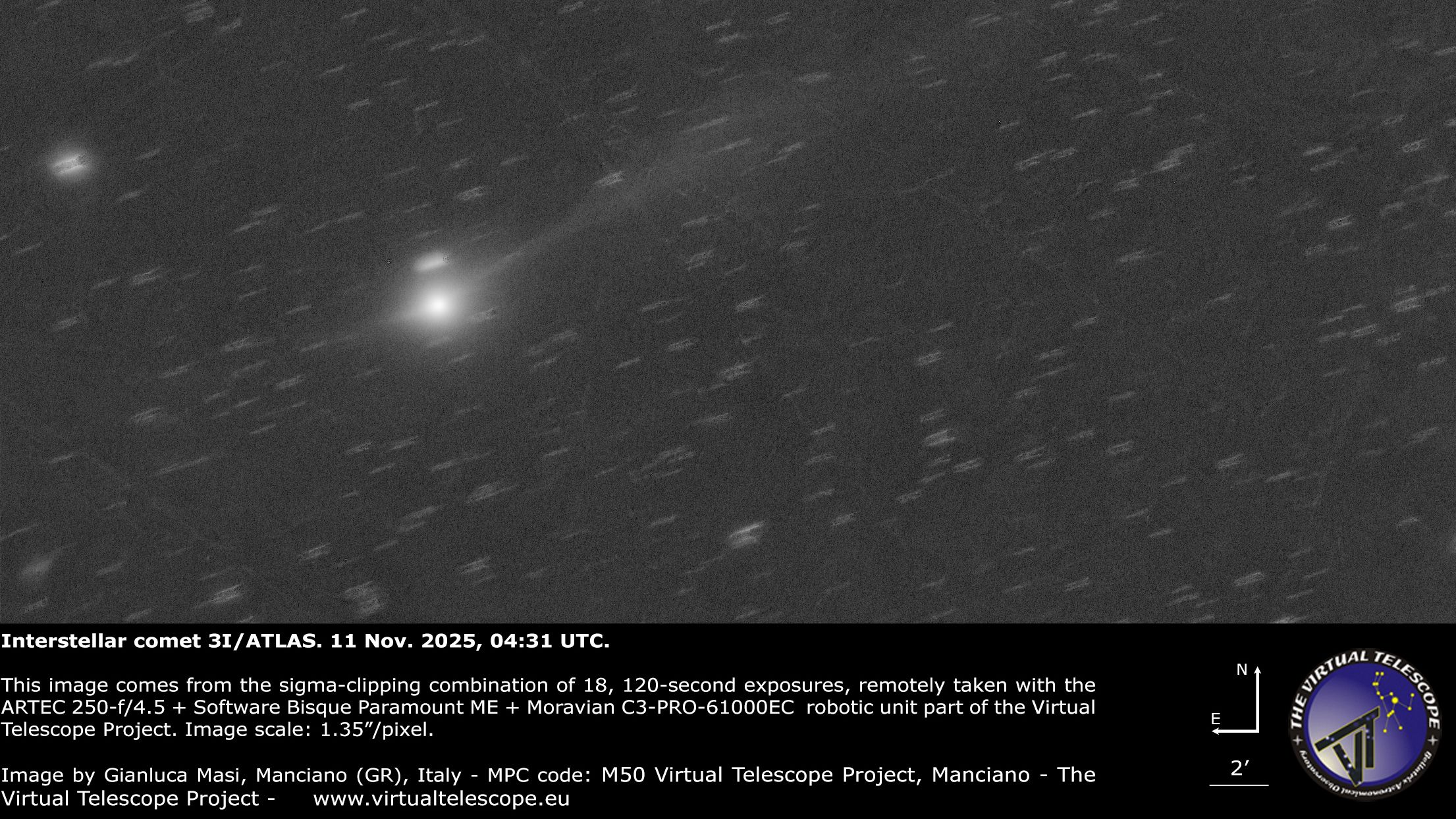 Assista ao cometa interestelar 3I/ATLAS se afastando do Sol em transmissão ao vivo gratuita do telescópio em 16 de novembro