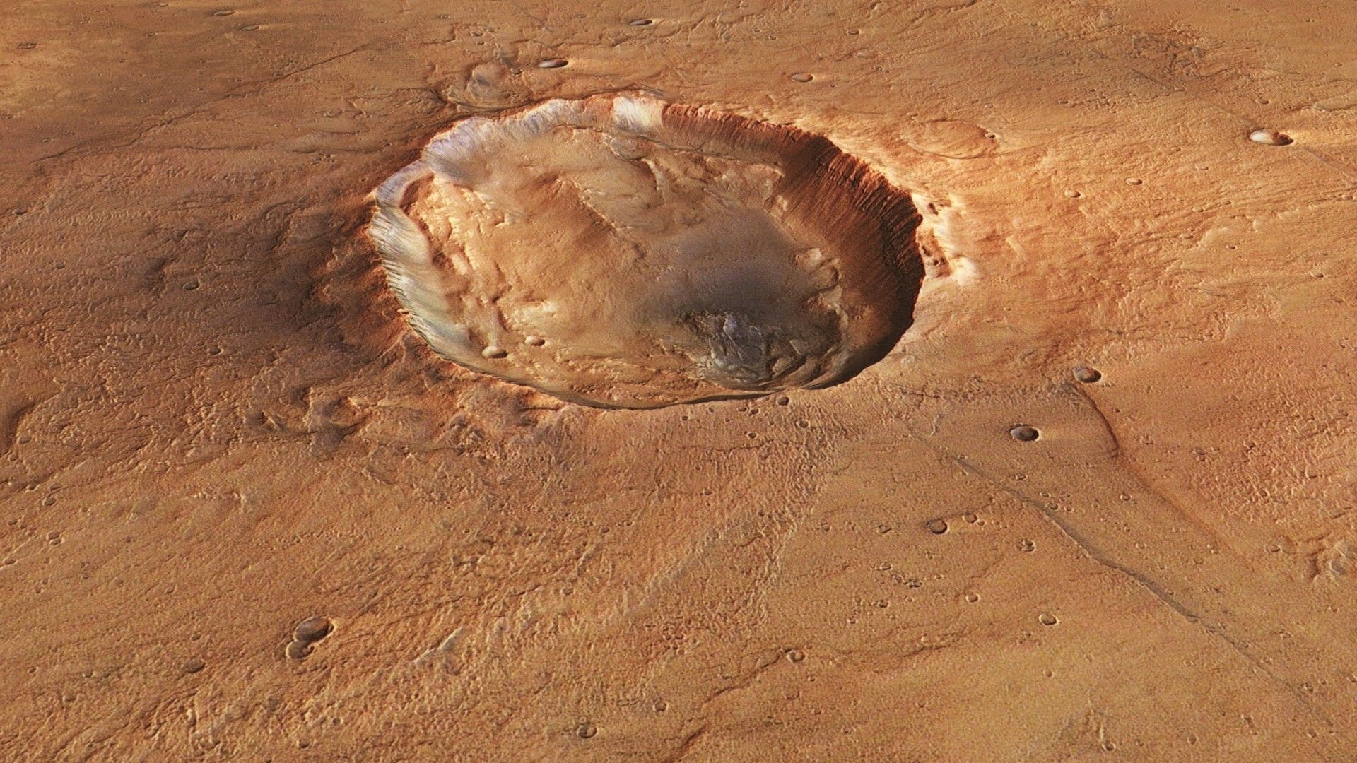 Orbitador de Marte vê cratera de ‘borboleta’ abrir suas asas no Planeta Vermelho