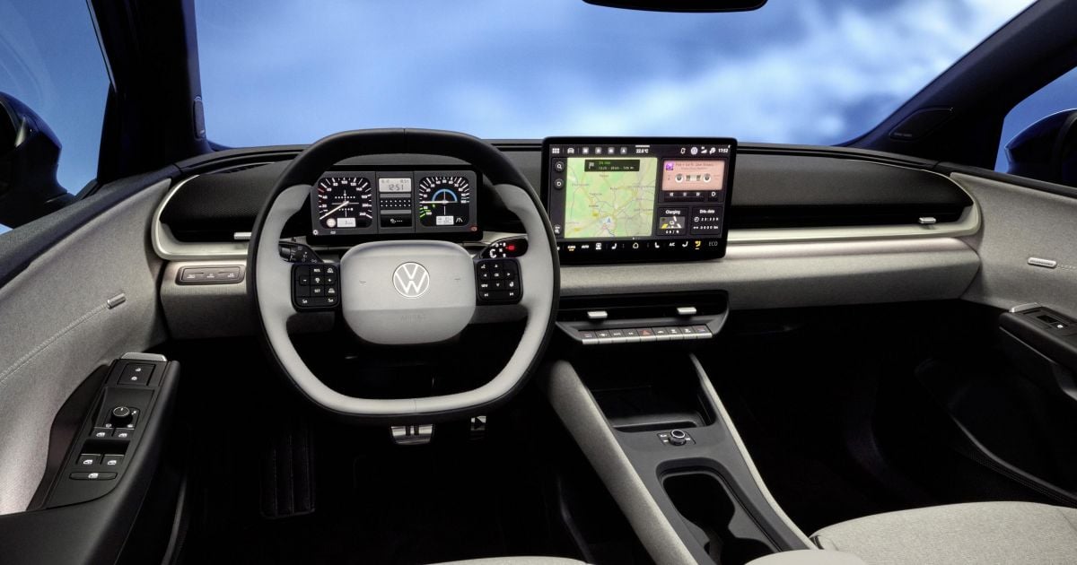 ID Volkswagen. Interior do Polo revelado com botões físicos e painel de tecido