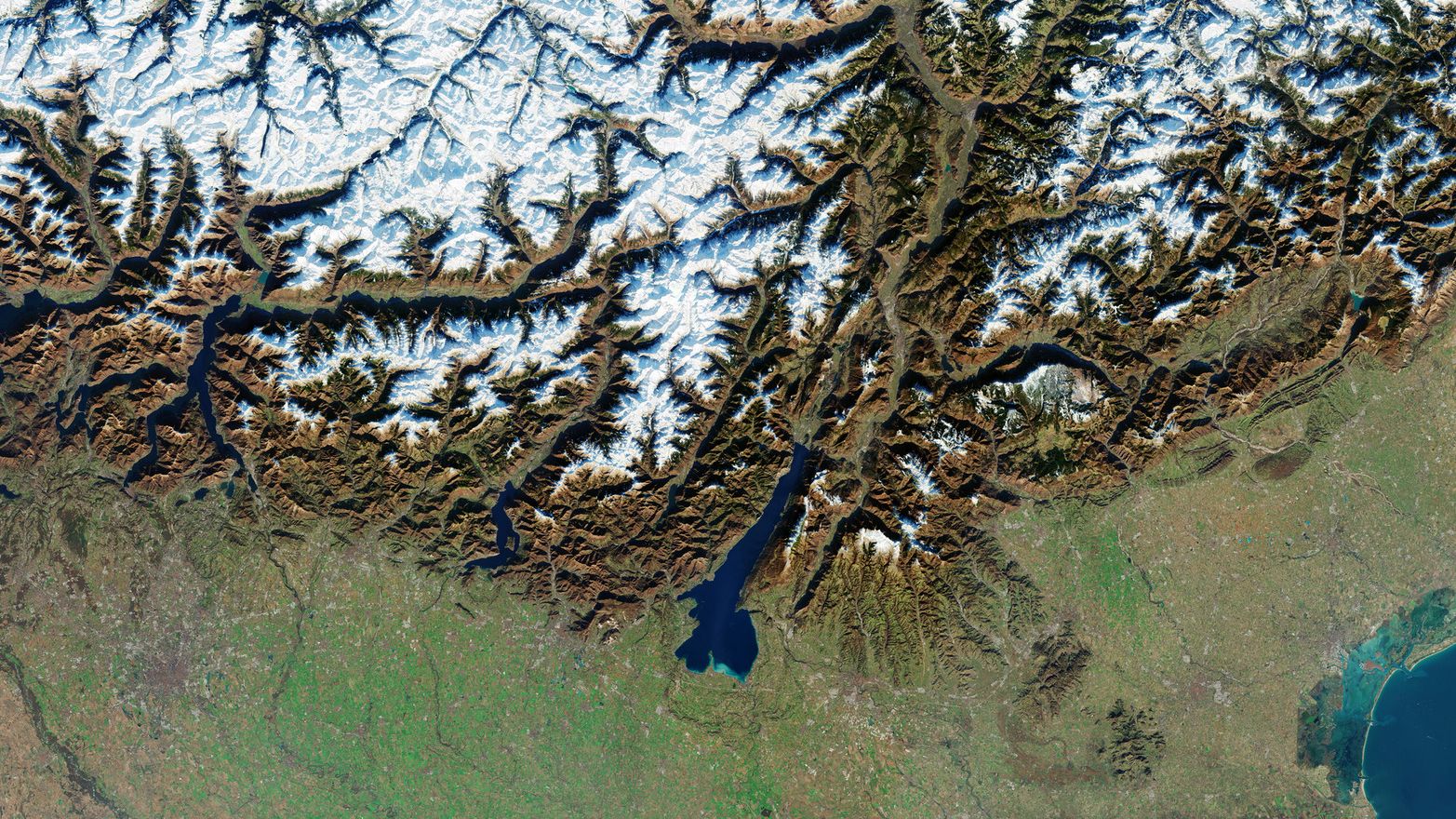 Instalações dos Jogos Olímpicos de Inverno de 2026 na Itália vistas do espaço, foto do dia em 10 de fevereiro de 2026