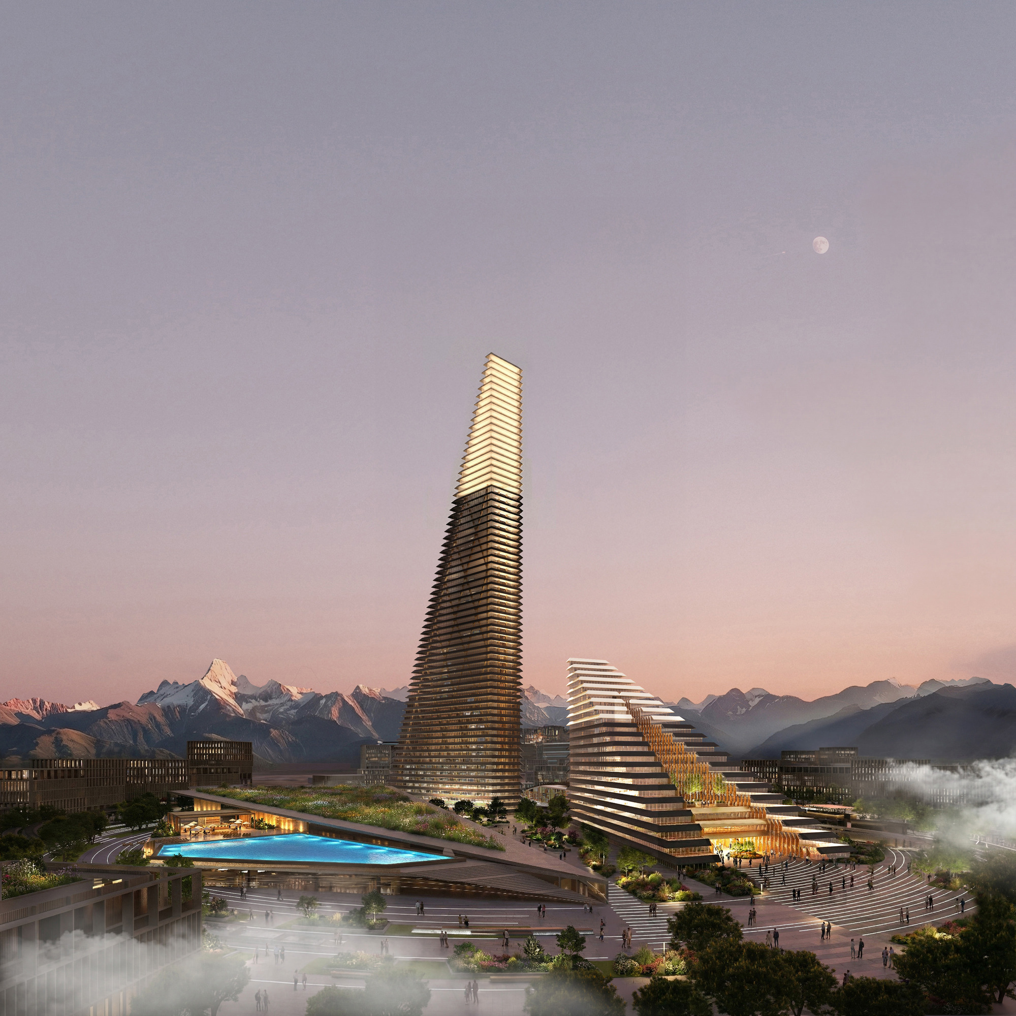 SOM projeta complexo de torres de uso misto para a nova cidade de Alatau, no Cazaquistão