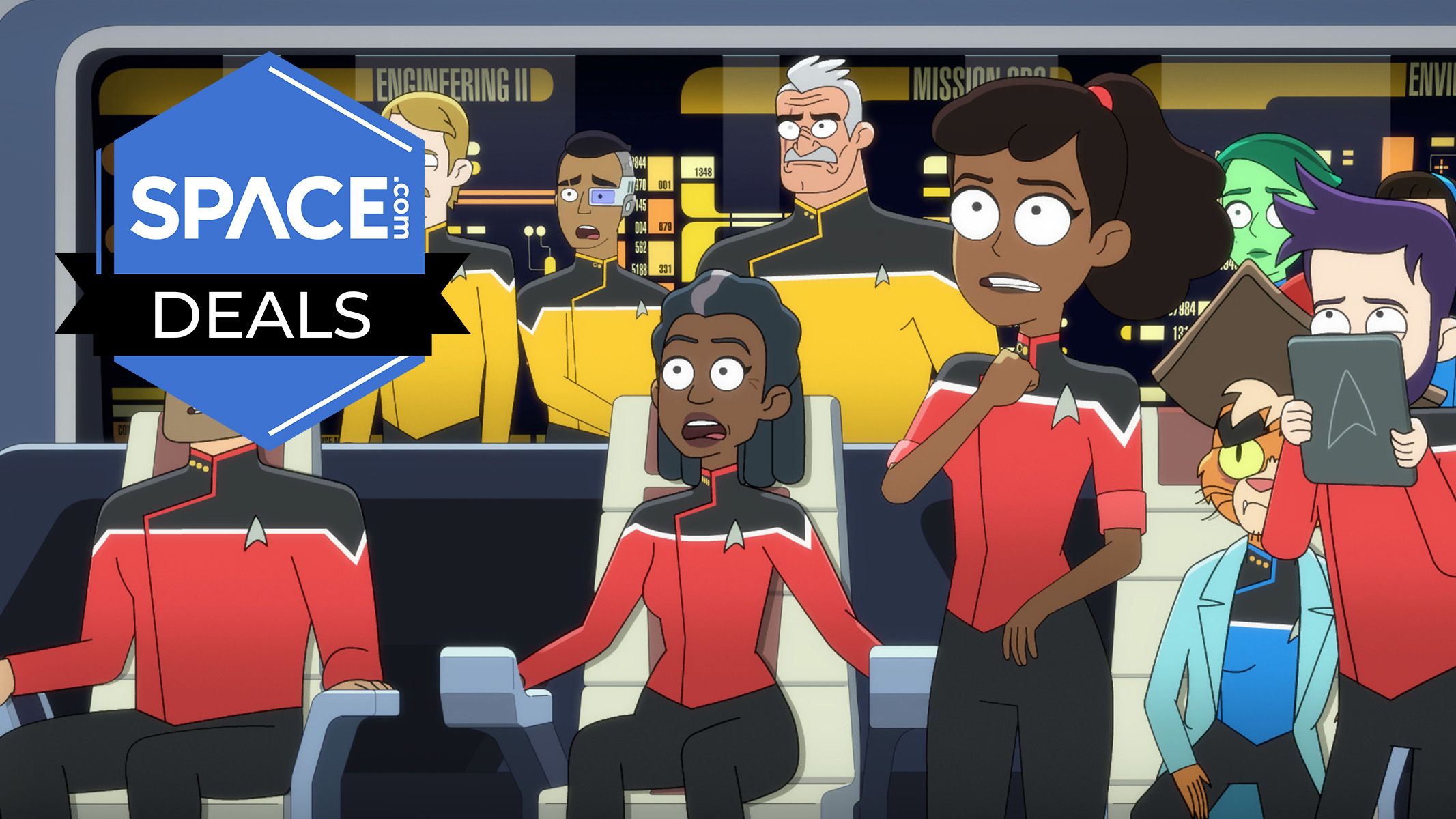 Terminou a Academia da Frota Estelar? Assista todas as cinco temporadas de Star Trek: Lower Decks por apenas US$ 2,99 por mês.