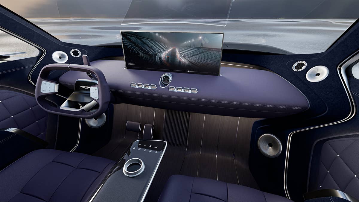 Este é o interior do Genesis GV90 e é basicamente uma tela gigante