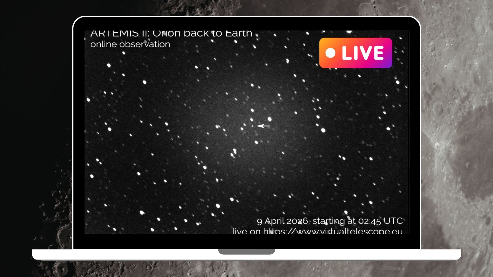 Assista ao Artemis 2 correndo de volta à Terra nesta transmissão ao vivo do telescópio hoje à noite (9 de abril)
