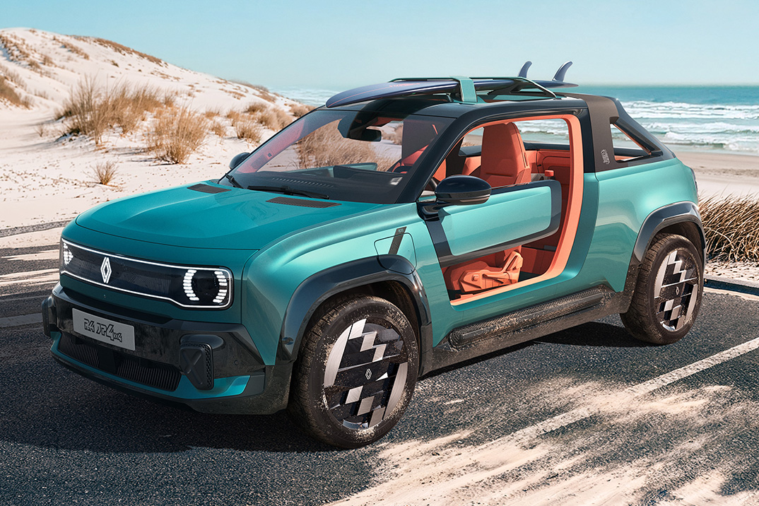 O Renault 4 JP4x4 é um buggy de praia retro AWD construído para dias de surf e areia