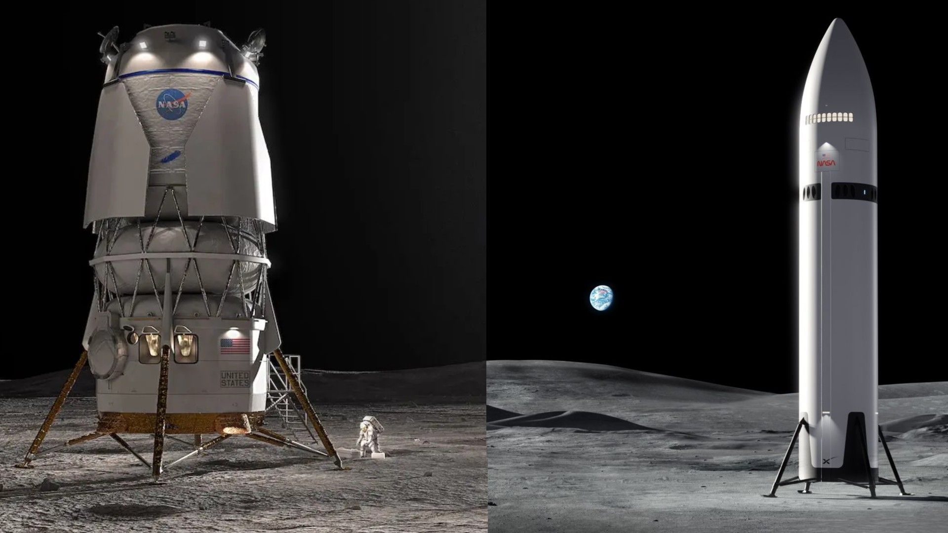 A NASA quer pousar astronautas na Lua em 2028. A nave estelar da SpaceX ou o módulo de pouso Blue Moon da Blue Origin estarão prontos a tempo?