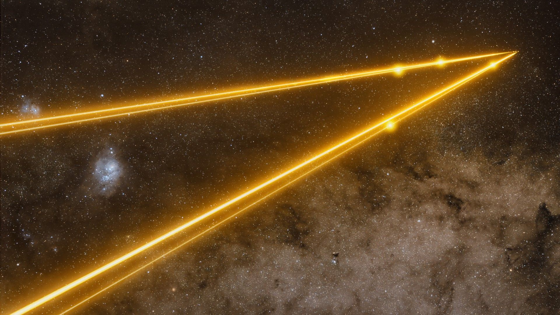 Feixes de laser explodem na foto do cosmos do dia 27 de maio de 2026