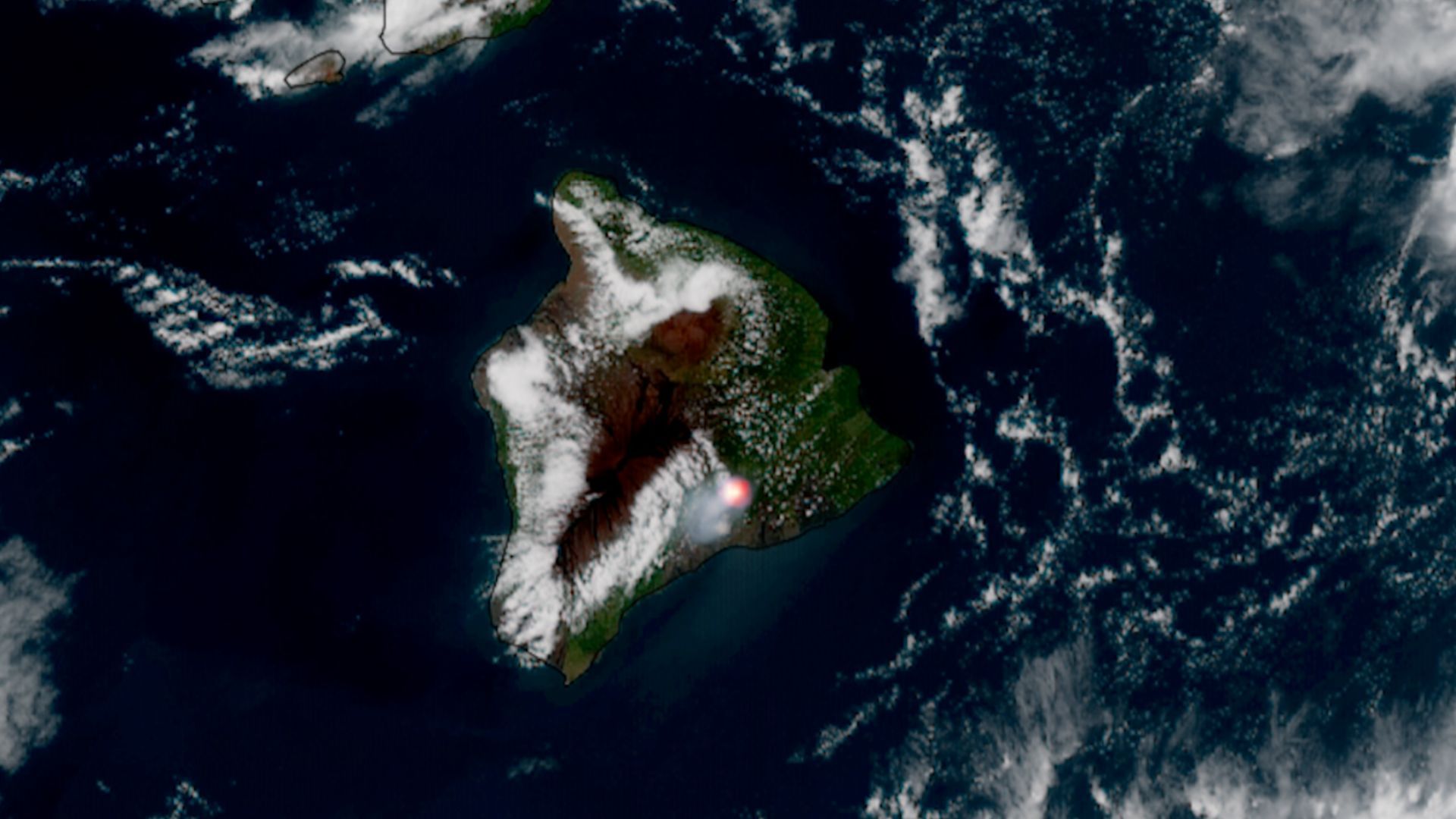 Uma erupção vulcânica vista do espaço, foto do dia 17 de junho de 2026