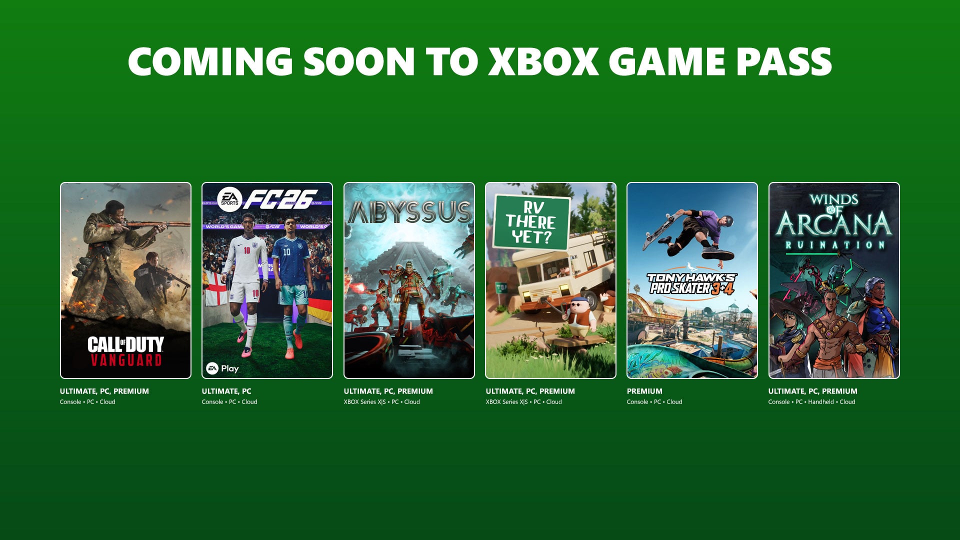 Game Pass adiciona EA Sports FC 26, RV There Yet?, Winds of Arcana: Ruination e muito mais do final de junho ao início de julho