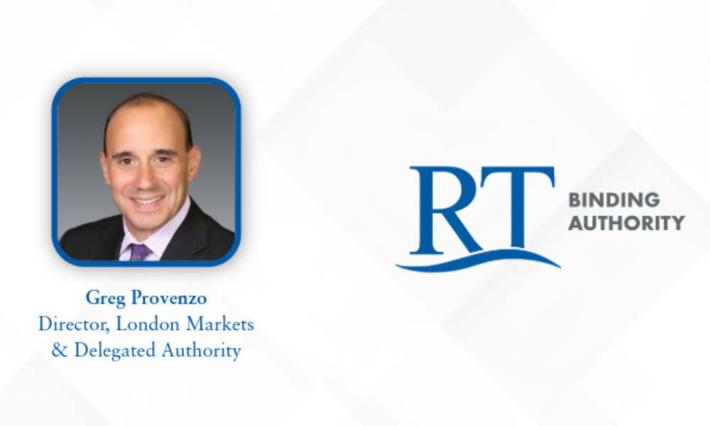 Greg Provenzo foi promovido para liderar os mercados de Londres da RT Binding Authority e negócios com autoridade delegada