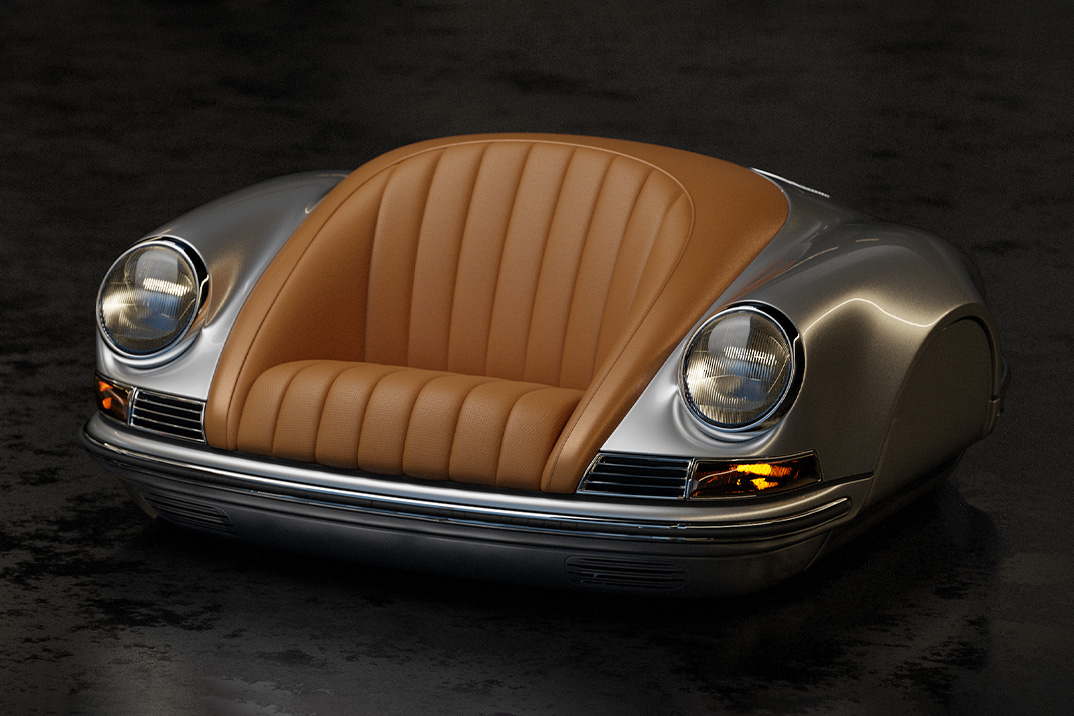 Arkadia-Life transformou o Porsche 911 vintage em um sofá de um lugar com faróis funcionais