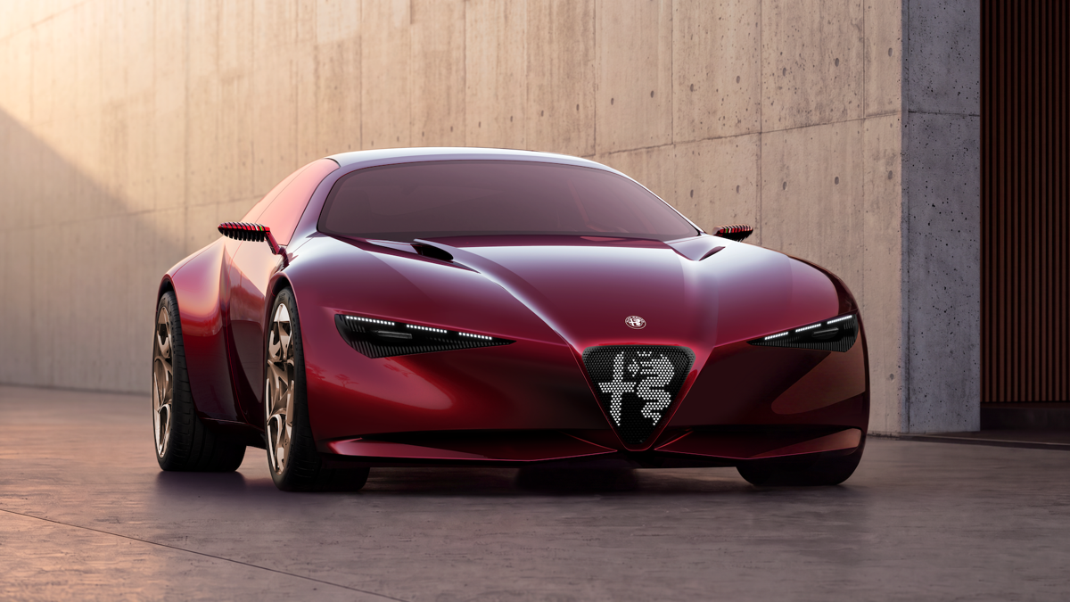 O futuro da Alfa Romeo chega com portas com dobradiças traseiras e um V6 híbrido