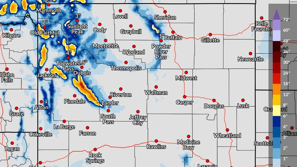 Mapa de neve mostra onde até 18 polegadas podem cair em 5 estados neste fim de semana